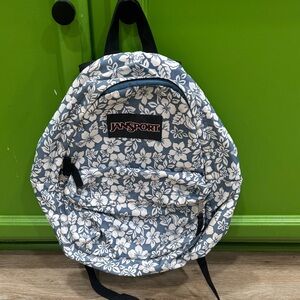 Jansport Blue and White Floral Backpack